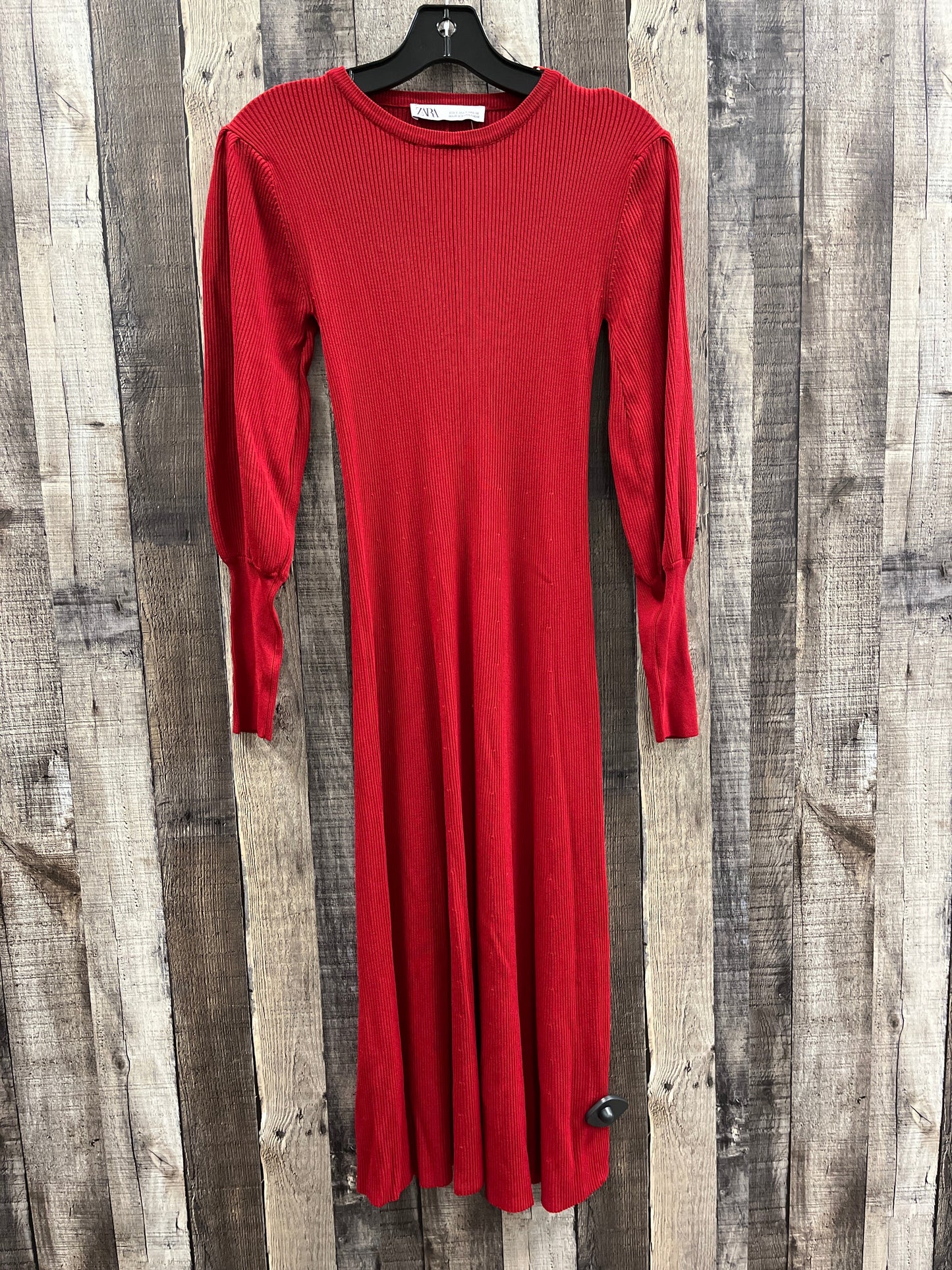 Dress Casual Midi By Zara In Red, Size: S