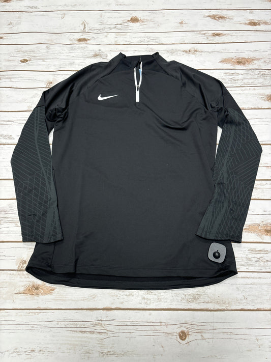 Athletic Top Long Sleeve Collar By Nike In Black & White, Size: L