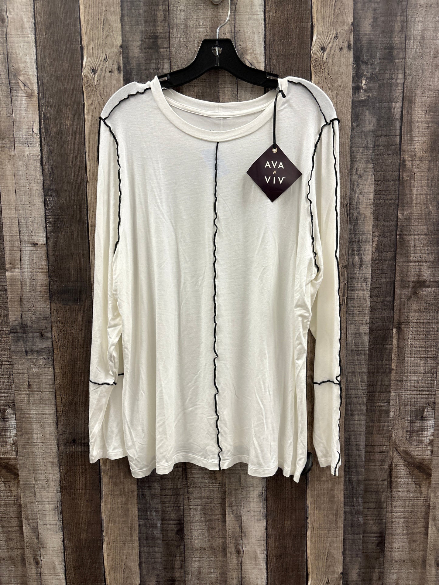 Top Long Sleeve By Ava & Viv In White, Size: 1x