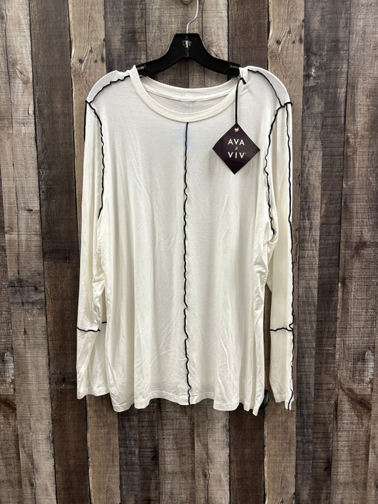 Top Long Sleeve By Ava & Viv In White, Size: 1x