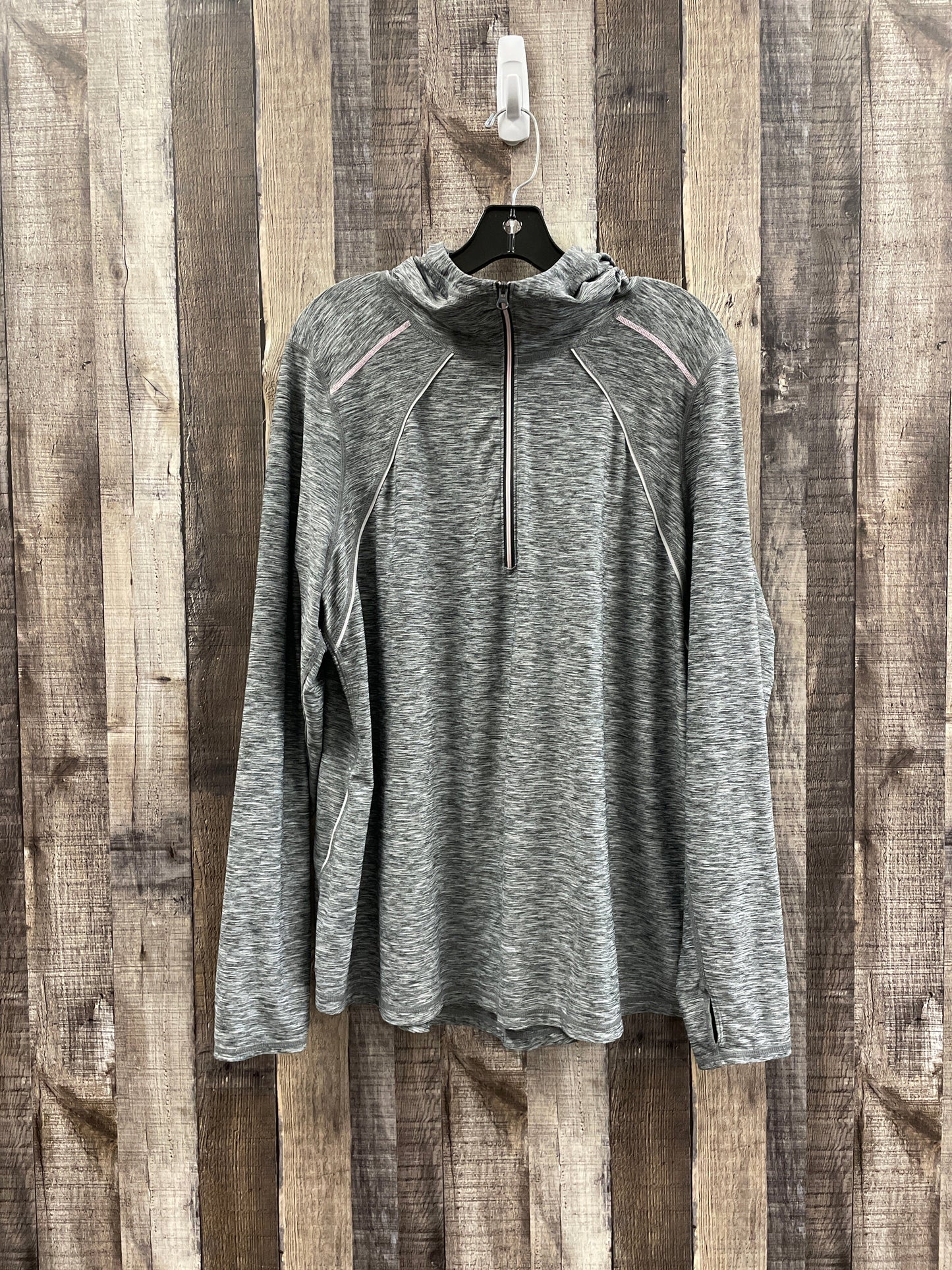 Grey Athletic Top Long Sleeve Hoodie Zella, Size 2x