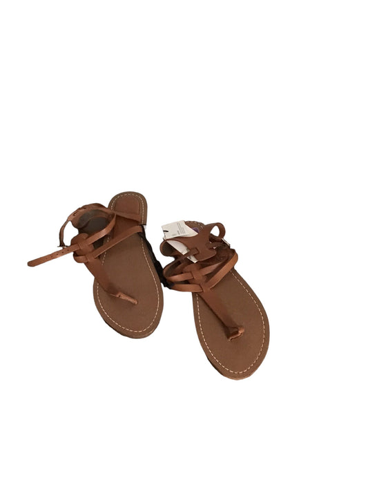 Brown Sandals Flats Zara, Size 9