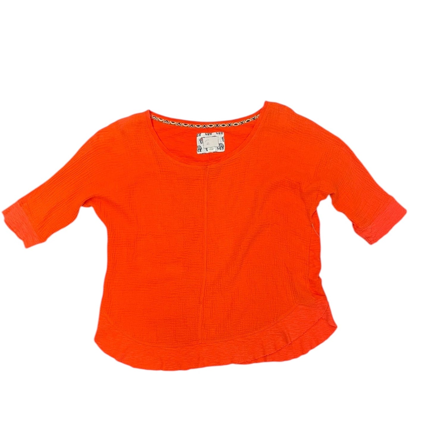 Top Short Sleeve By Anthropologie In Orange, Size: S