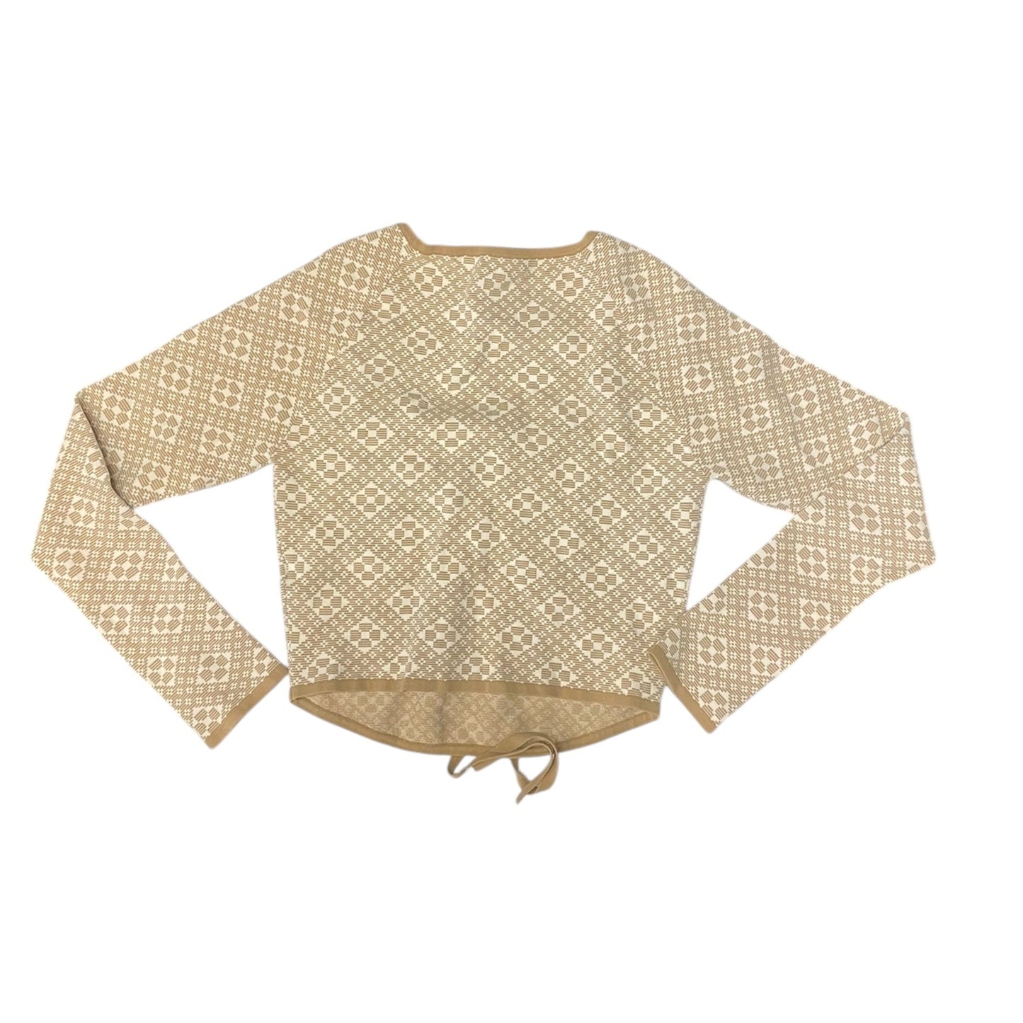 Top Long Sleeve Designer By Clothes Mentor In Tan & White, Size: L