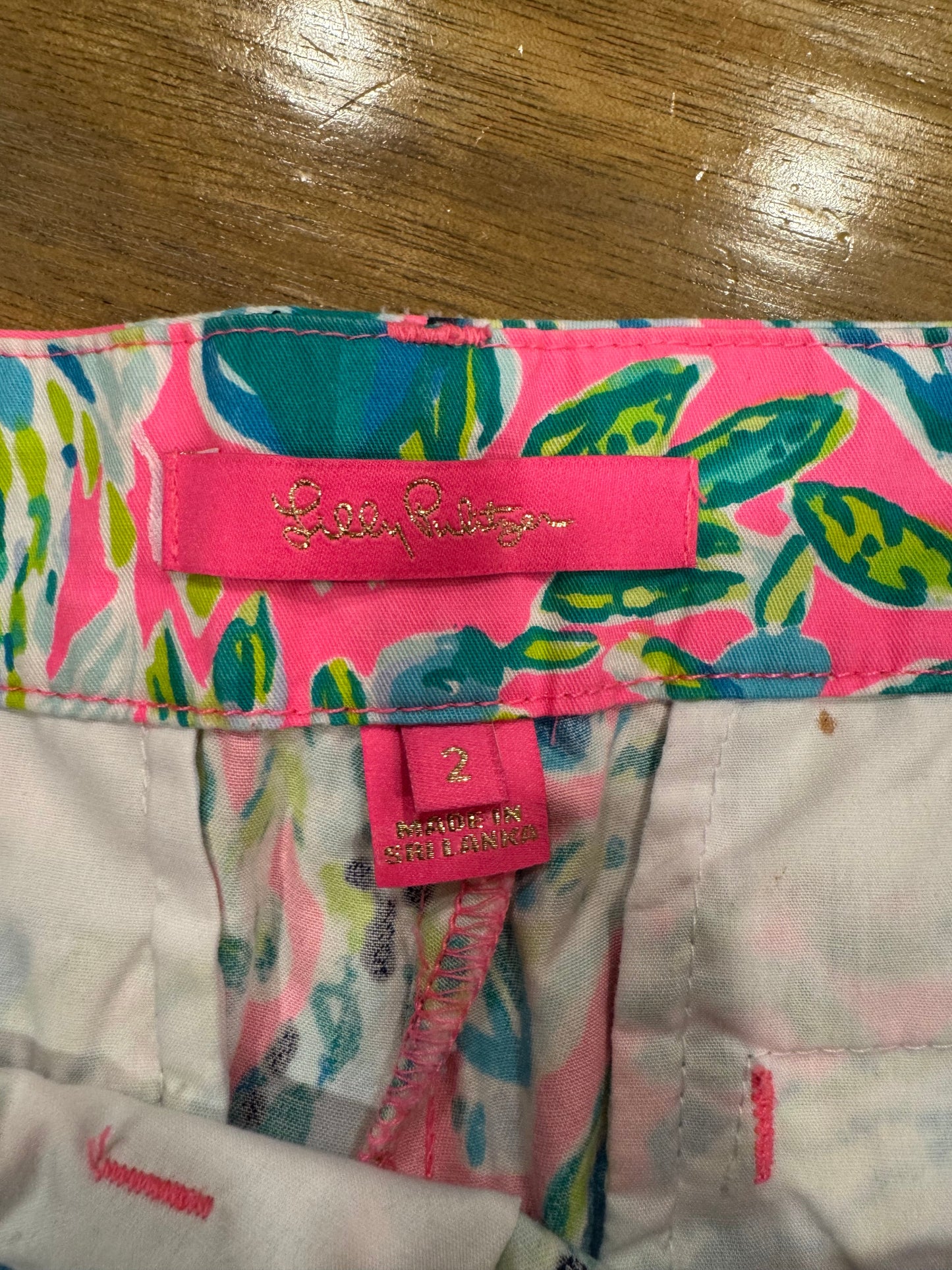 Shorts Designer By Lilly Pulitzer In Green & Pink, Size: 2