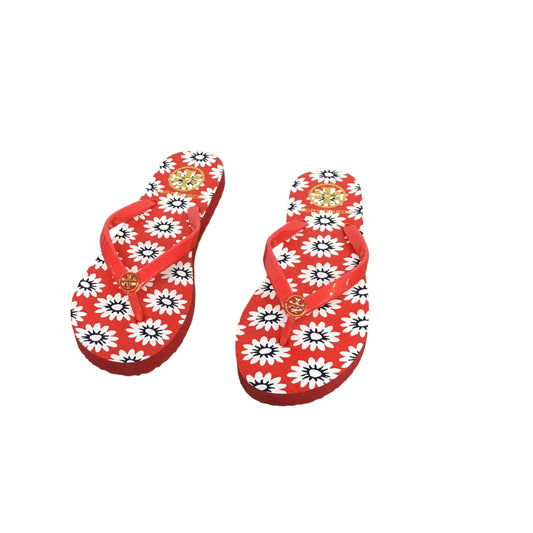 Sandals Flip Flops By Tory Burch In Red & White, Size: 6