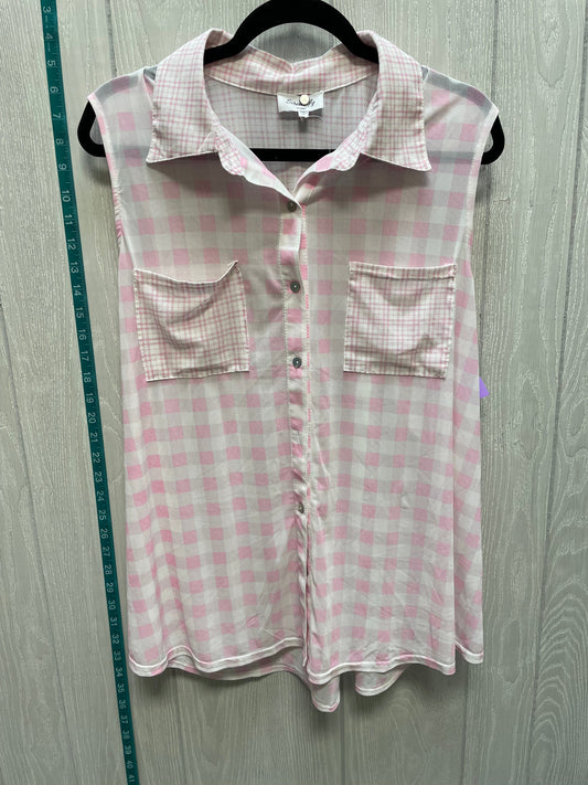 Pink & White Top Sleeveless Siren Lily, Size 2x