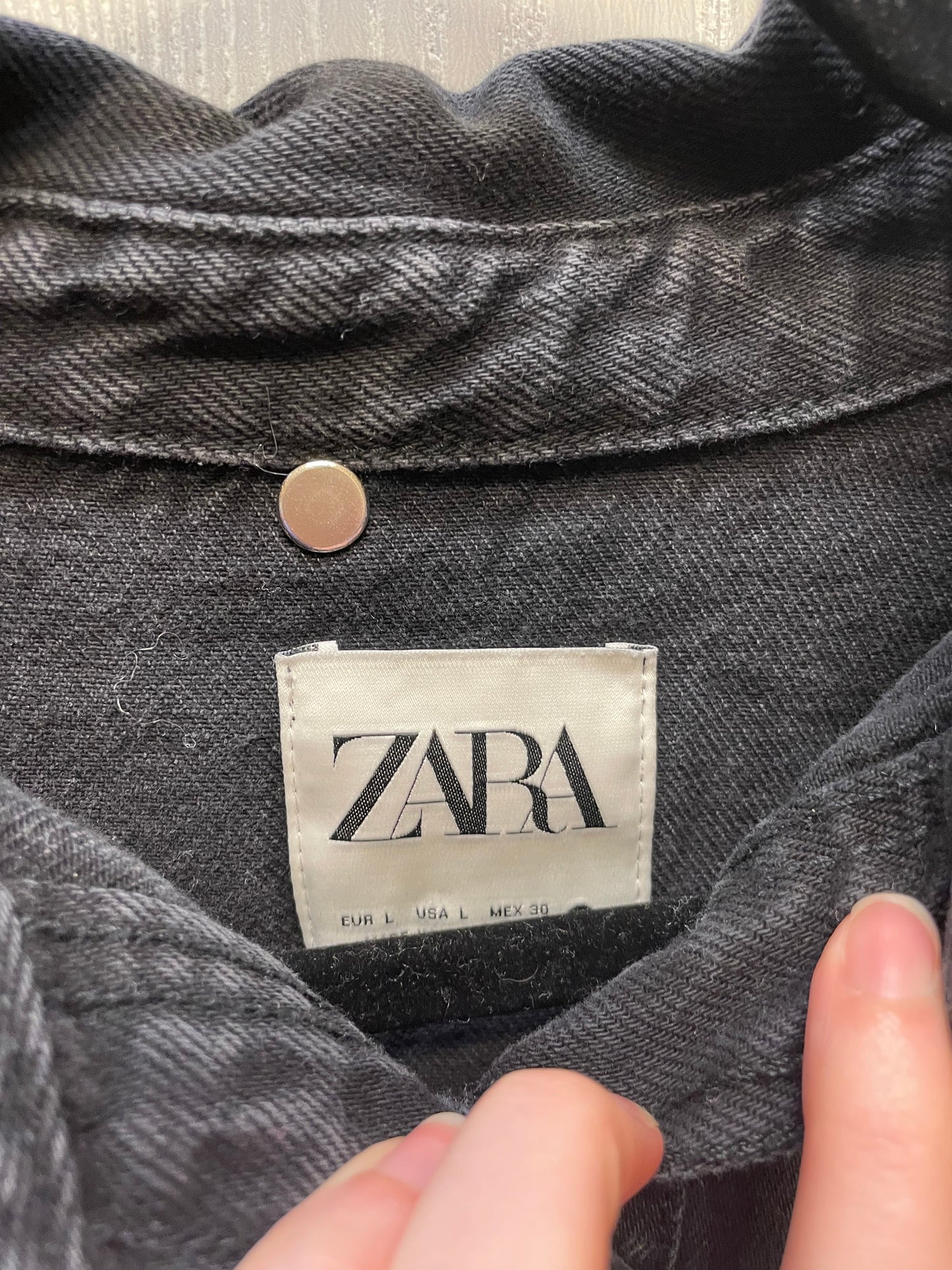 Jacket Denim By Zara In Black, Size: L