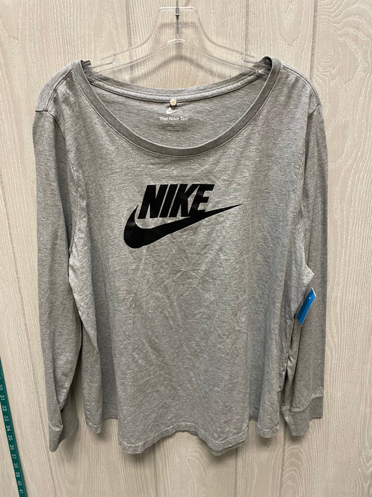 Top Long Sleeve By Nike Apparel In Grey, Size: 1x