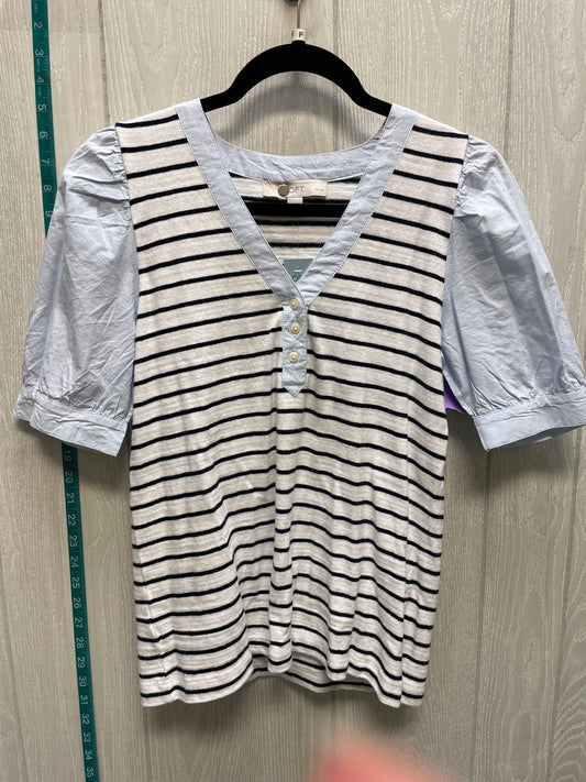 Striped Pattern Top Short Sleeve Loft, Size S