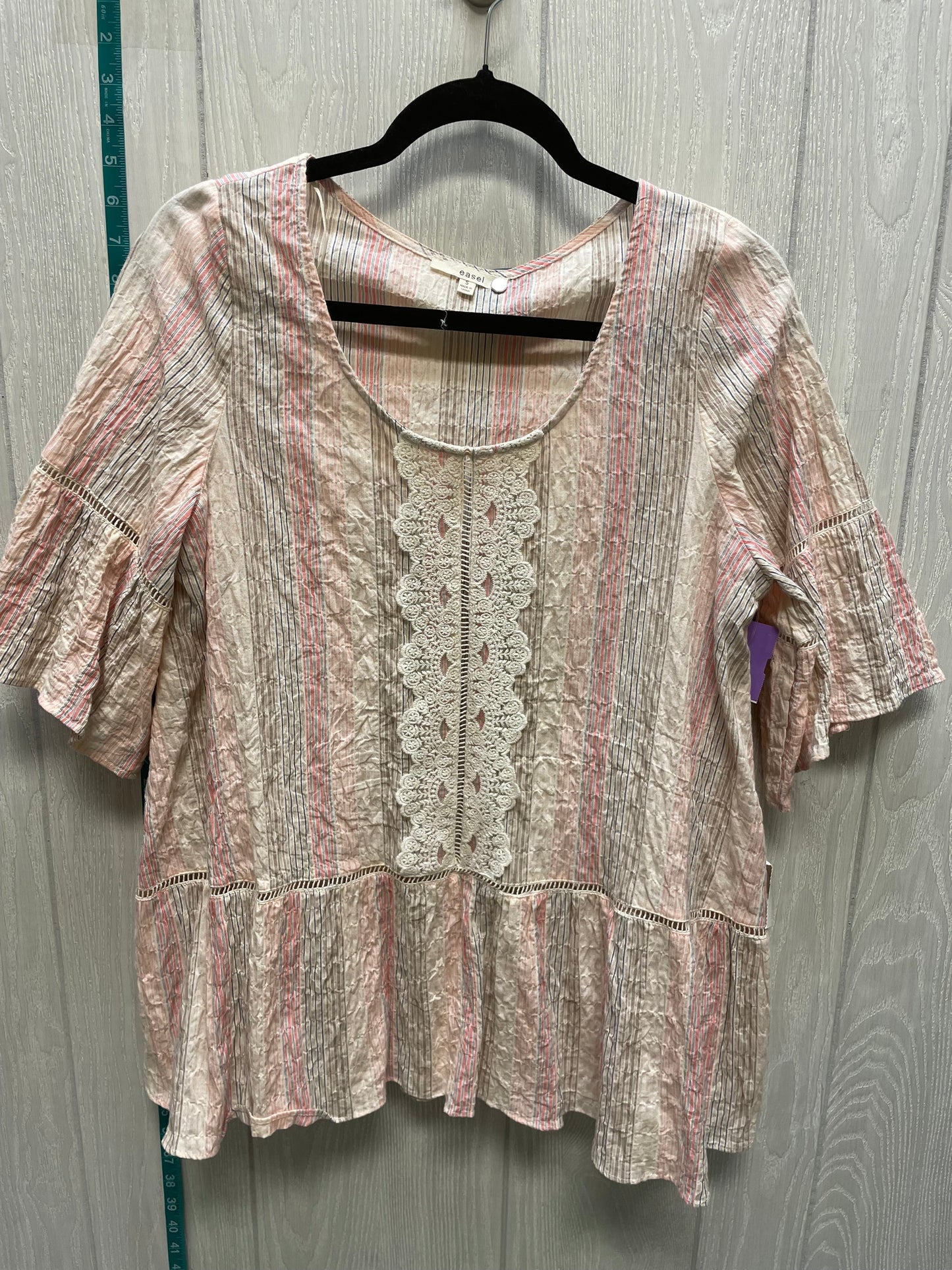 Striped Pattern Top Short Sleeve Easel, Size S