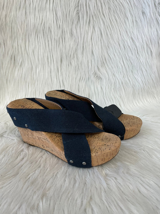 Sandals Heels Wedge By Lucky Brand In Navy, Size: 7.5