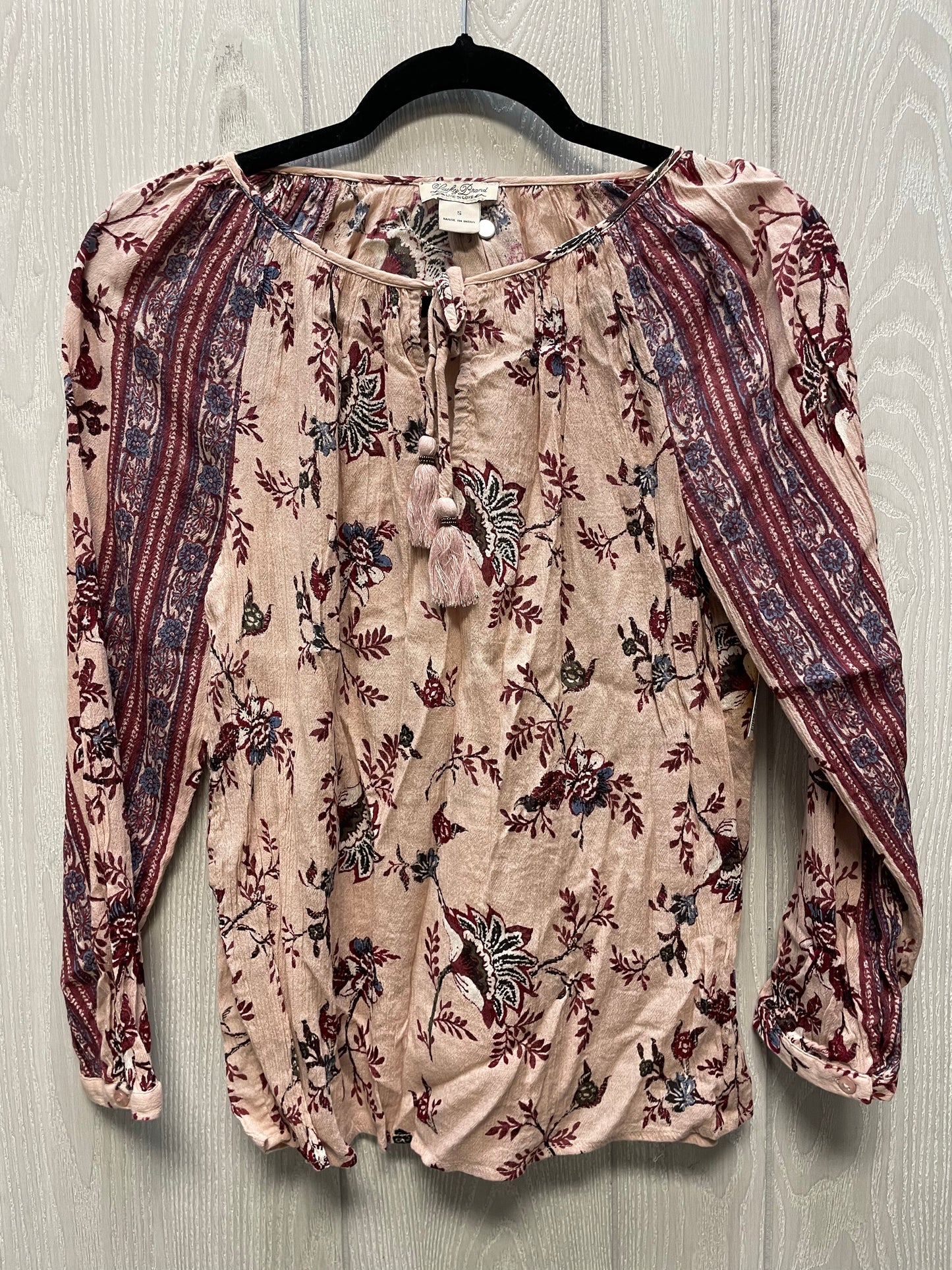 Top Long Sleeve By Lucky Brand In Pink & Red, Size: S