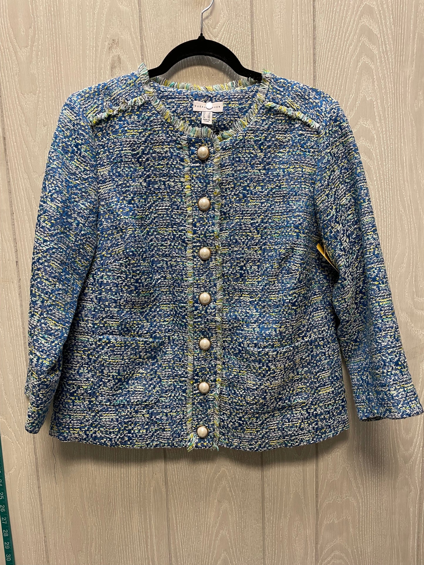 Blazer By Susan Graver In Blue & Yellow, Size: S