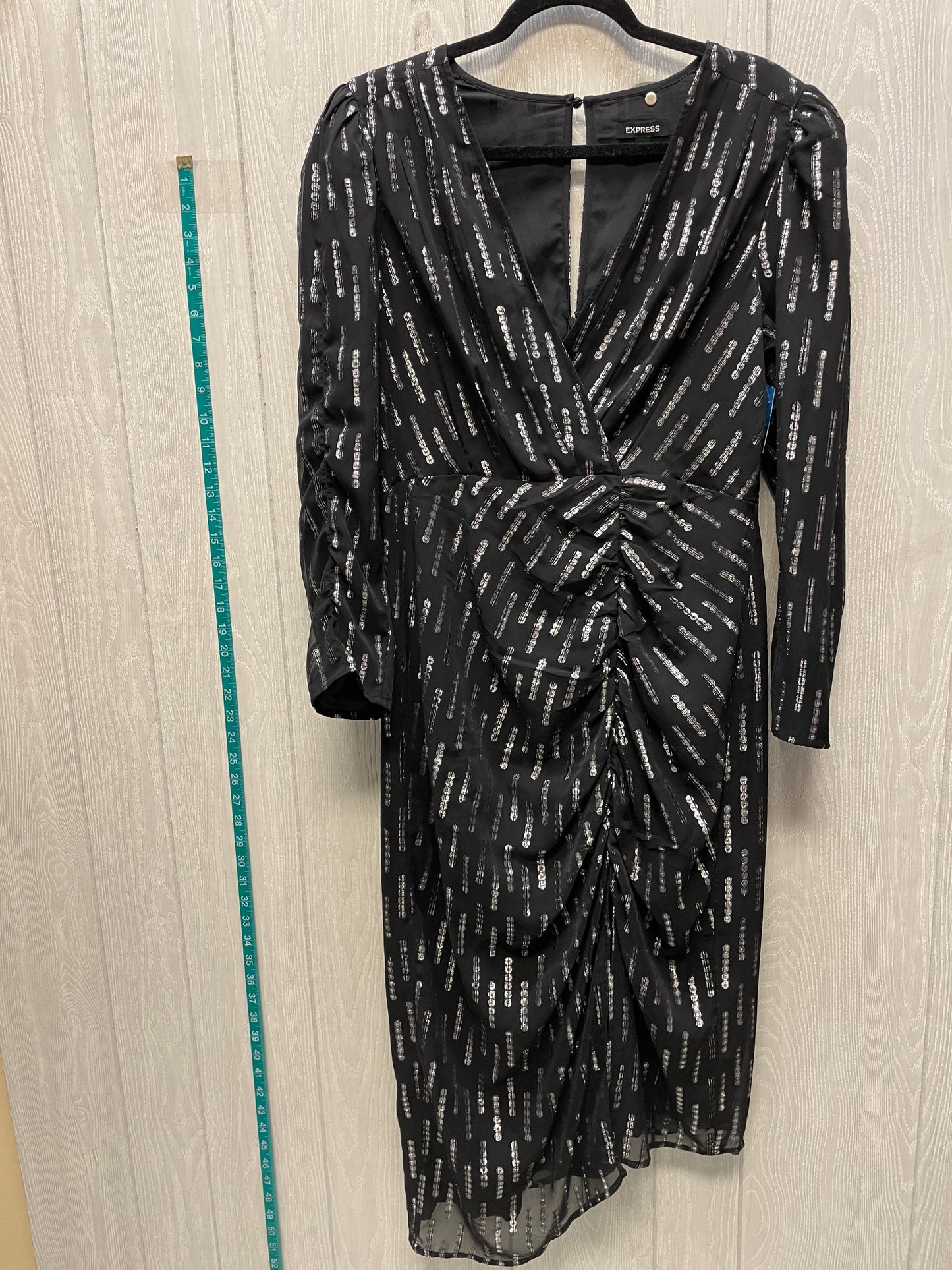 Dress Party Midi By Express In Black & Silver, Size: L