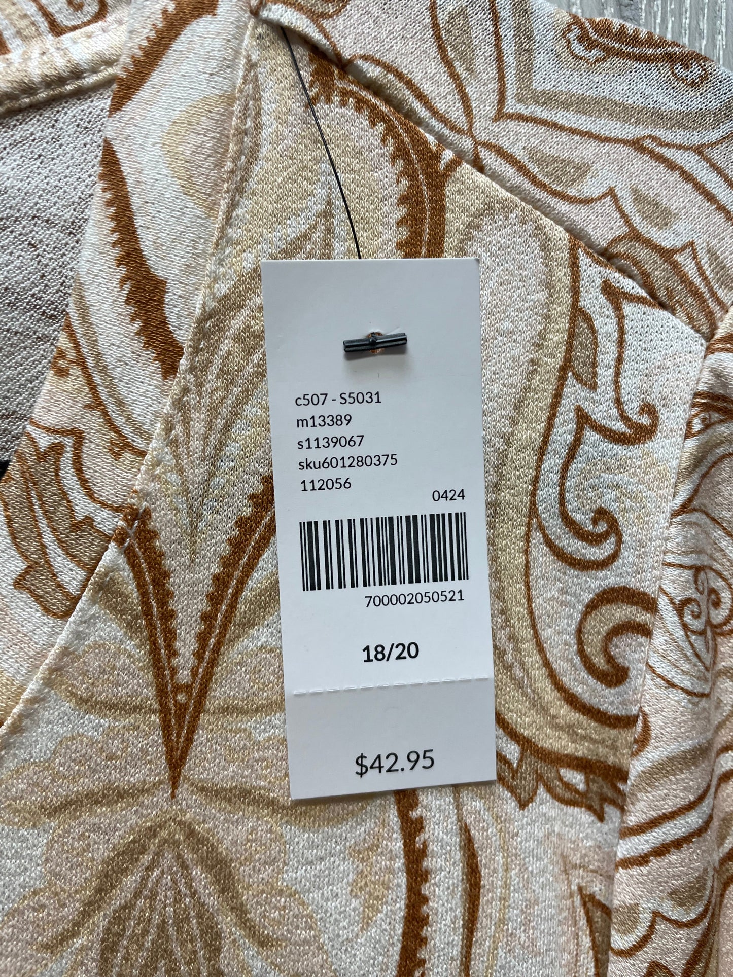 Top Short Sleeve By Lane Bryant In Brown & Cream, Size: 1x