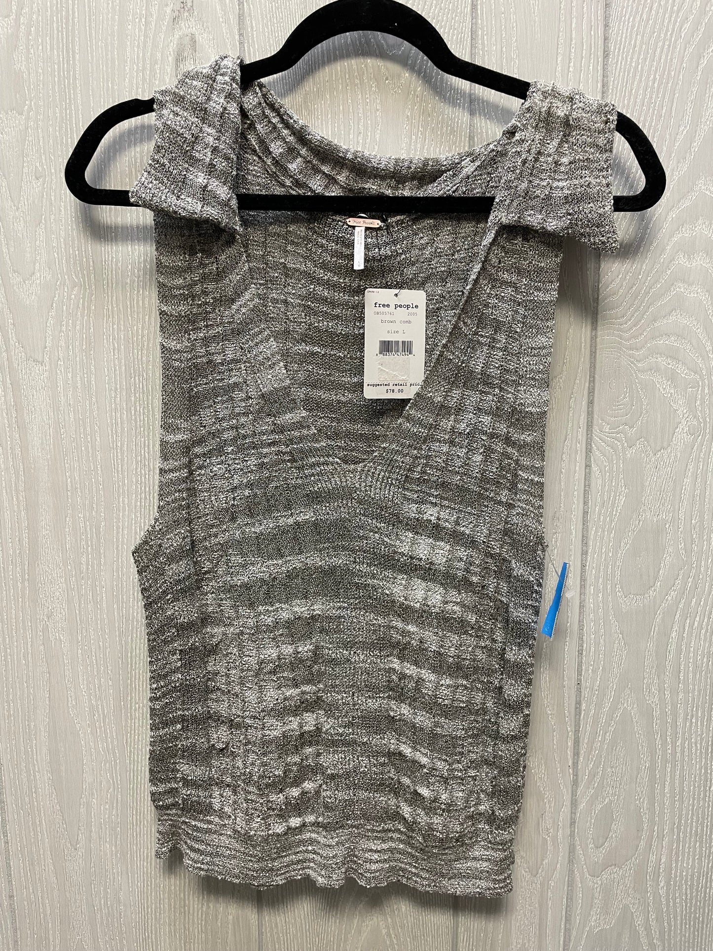 Top Sleeveless By Free People In Grey & White, Size: L