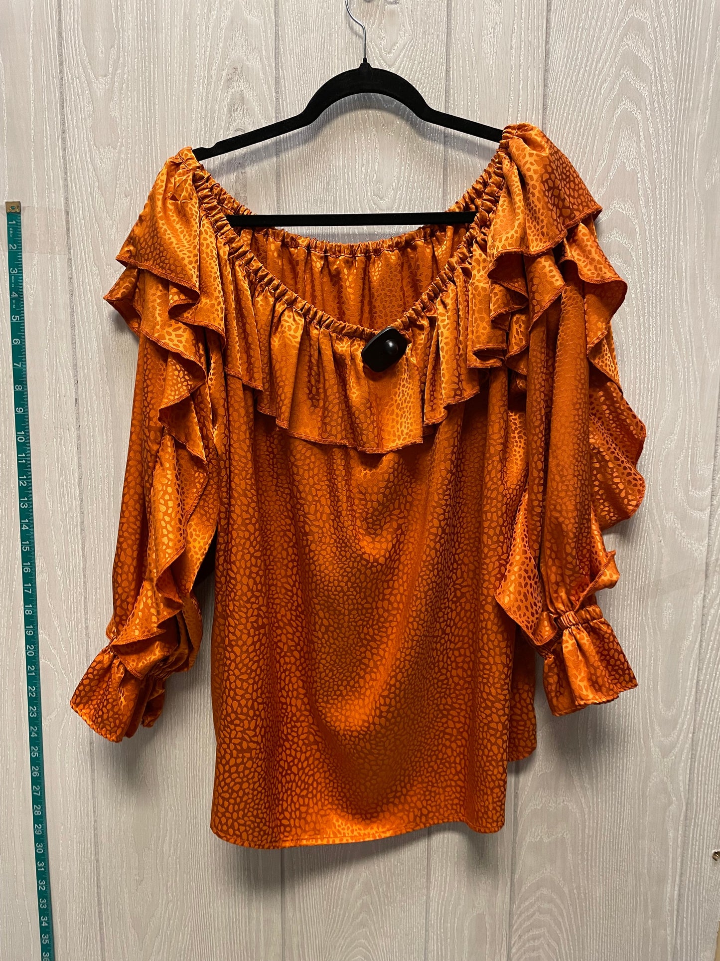 Blouse Long Sleeve By Ashley Stewart In Orange, Size: 3x