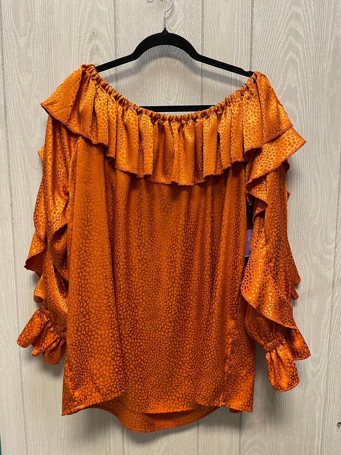 Blouse Long Sleeve By Ashley Stewart In Orange, Size: 3x