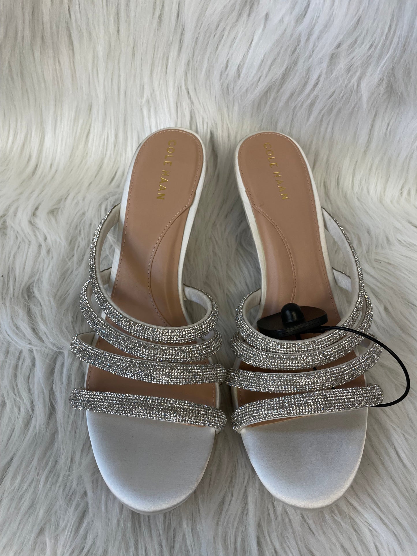 Silver & White Sandals Heels Kitten Cole-haan, Size 10