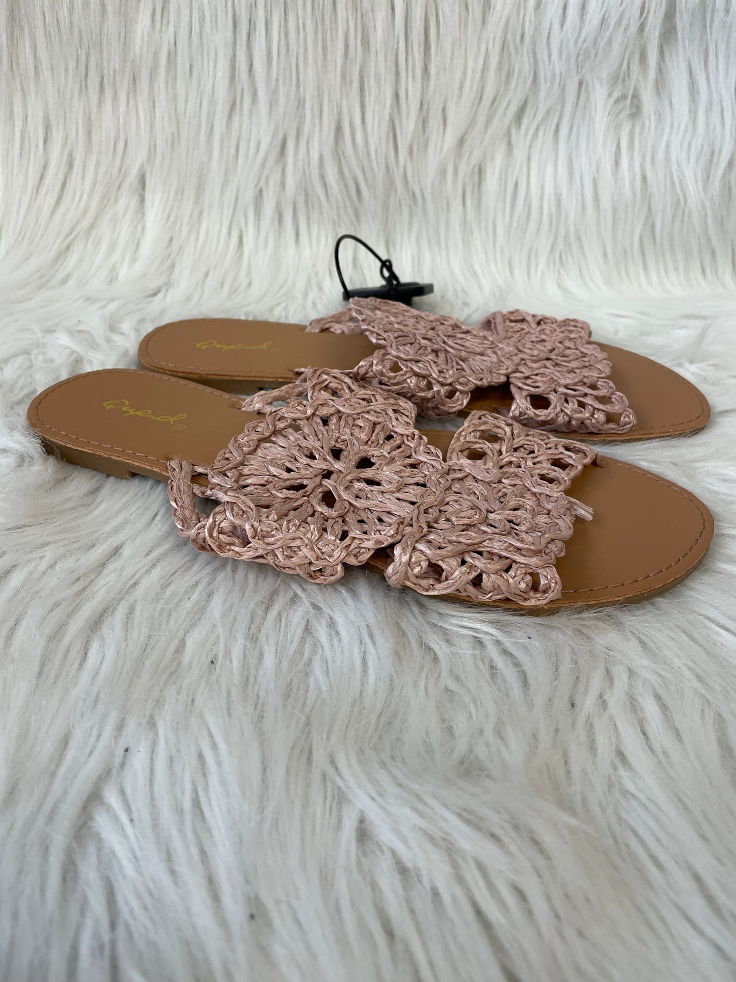 Pink & Tan Sandals Flats Qupid, Size 8.5