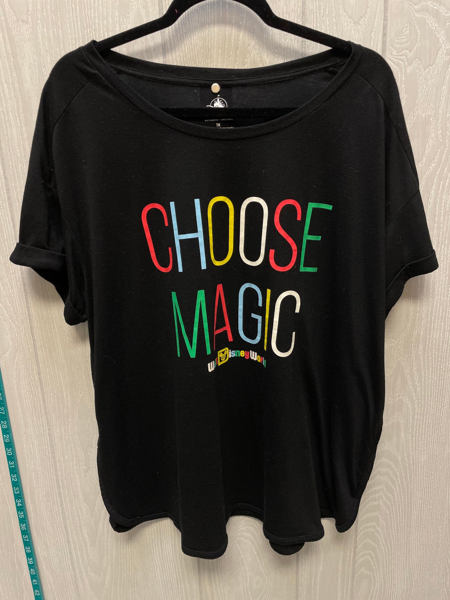 Top Short Sleeve By Disney Store In Black, Size: 1x