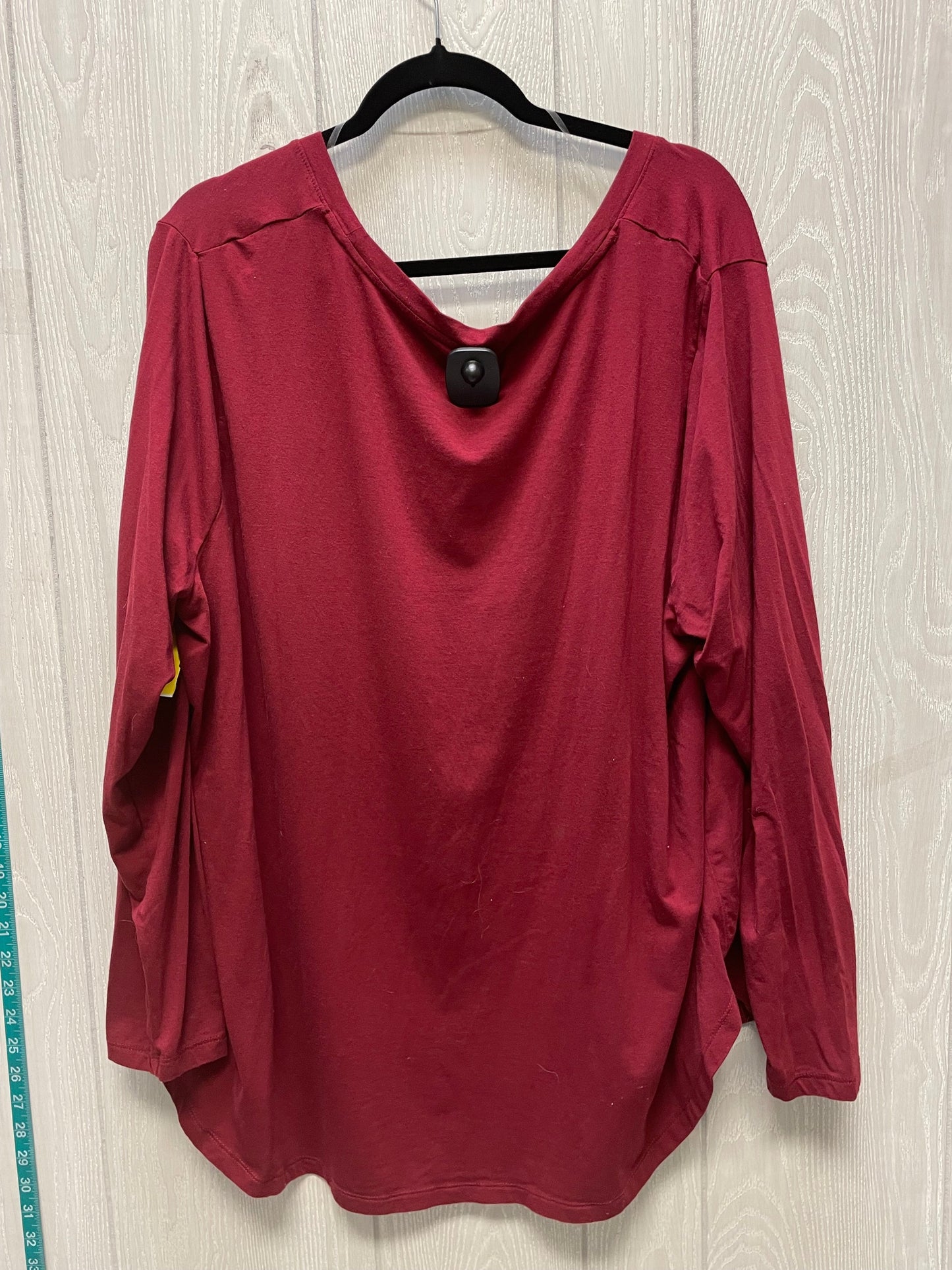 Top Long Sleeve Basic By Ava & Viv In Red, Size: 3x