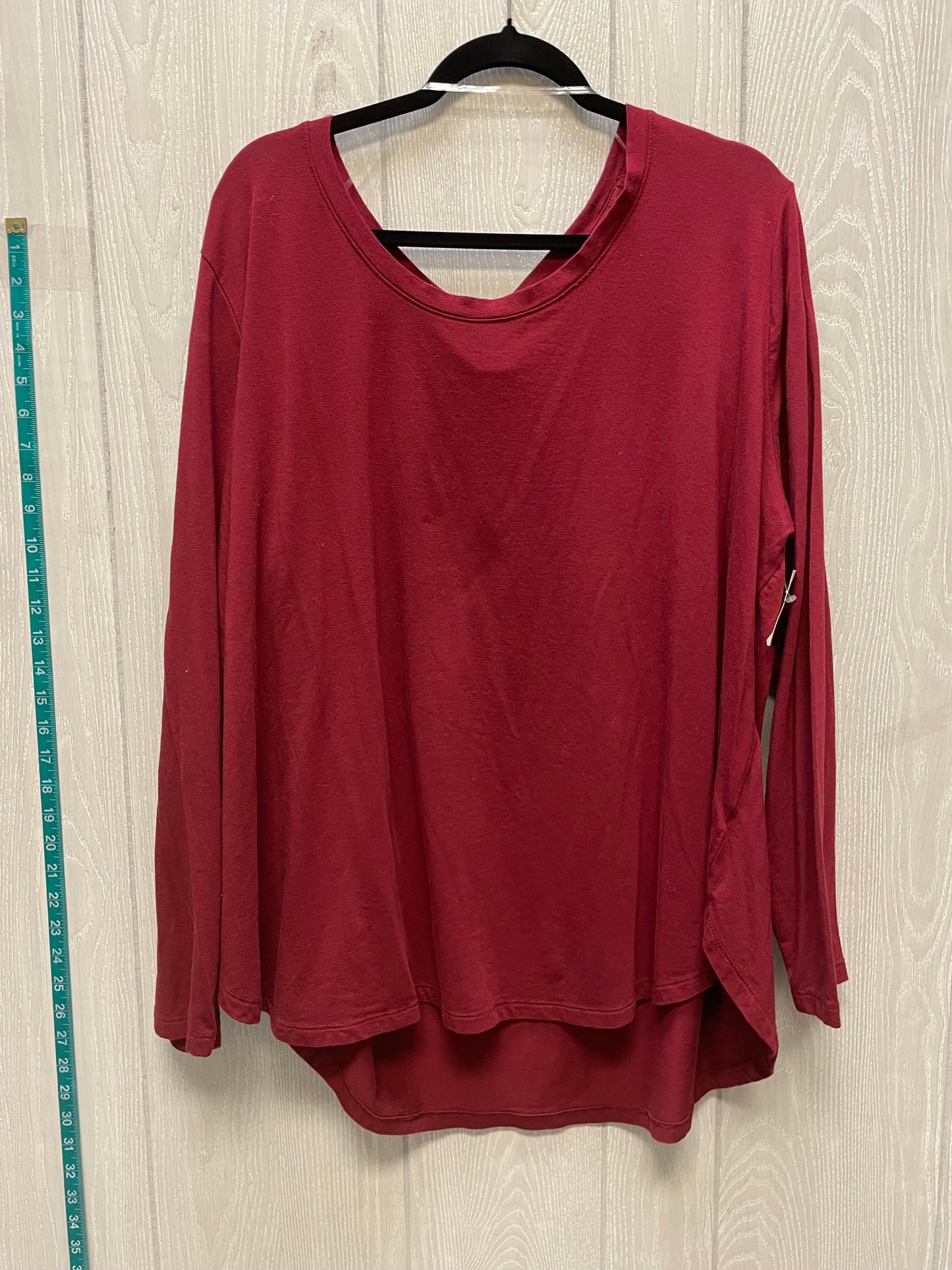 Top Long Sleeve Basic By Ava & Viv In Red, Size: 3x