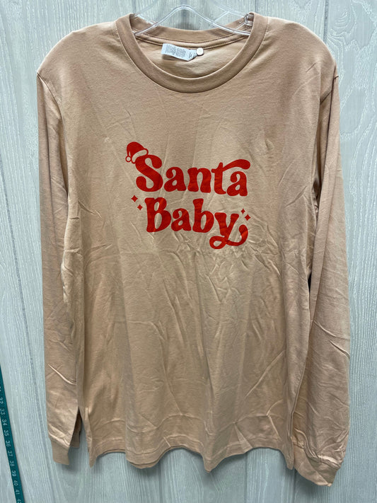 Top Long Sleeve Basic By Bella + Canvas In Red & Tan, Size: L