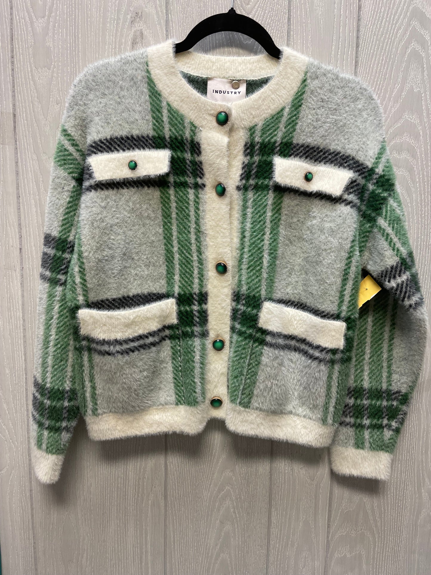 Sweater Cardigan By Industry In Plaid Pattern, Size: S