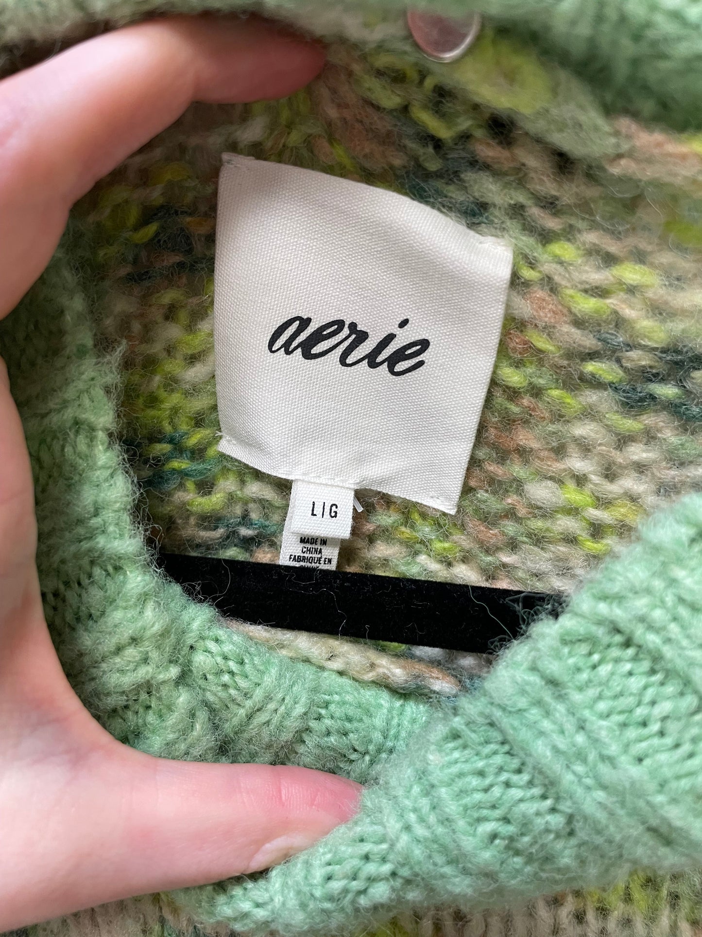 Sweater By Aerie In Cream & Green, Size: L