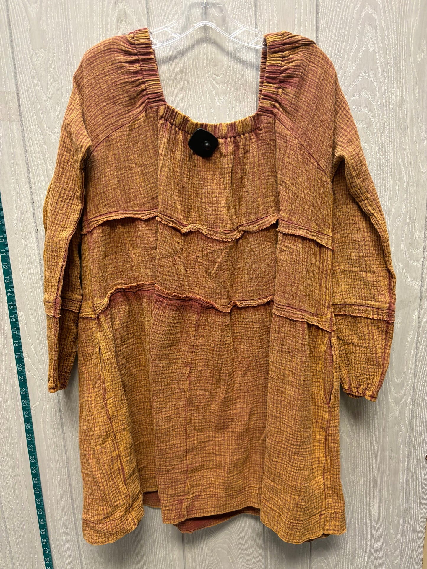 Tunic Long Sleeve By Easel In Red & Tan, Size: L