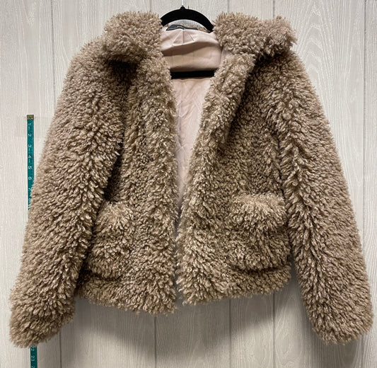 Coat Faux Fur & Sherpa By Zara Basic In Tan, Size: M