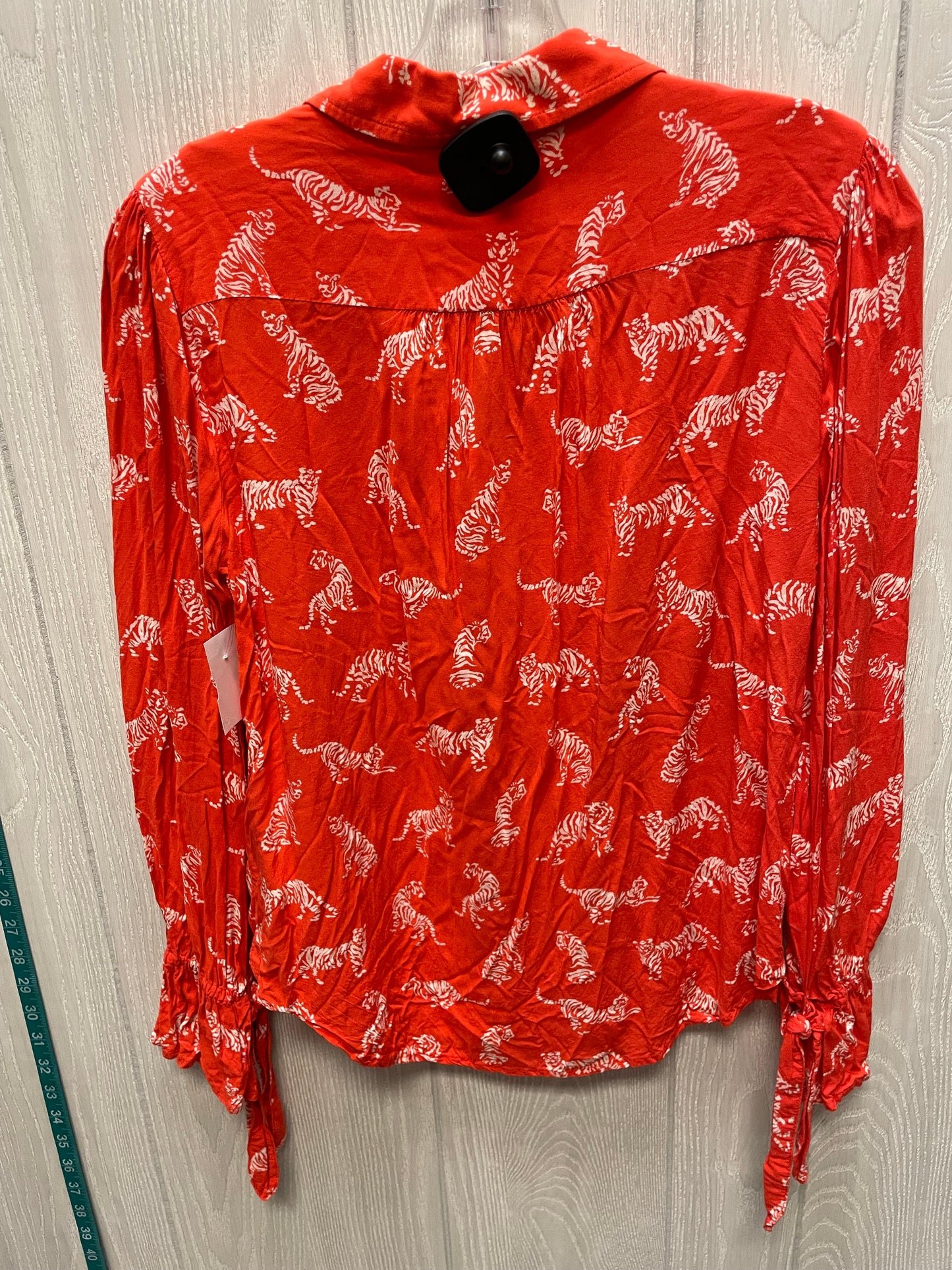 Top Long Sleeve By Anthropologie In Orange & White, Size: Xs