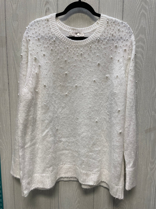 Sweater By Loft In White, Size: 3x