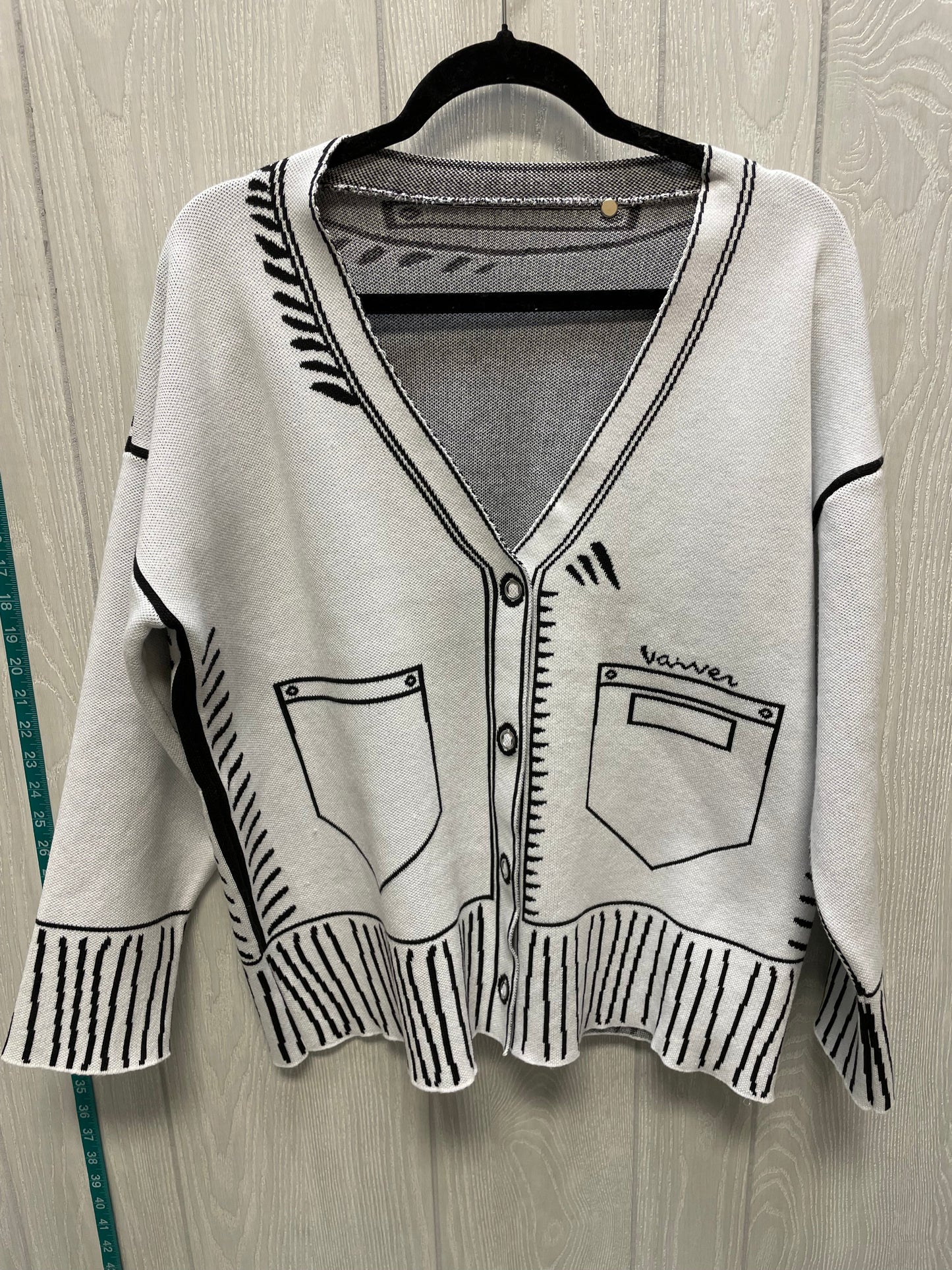 Cardigan By Clothes Mentor In Black & White, Size: Xl