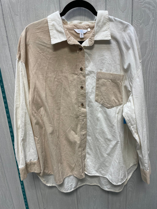 Jacket Shirt By Time And Tru In Cream & Tan, Size: Xl