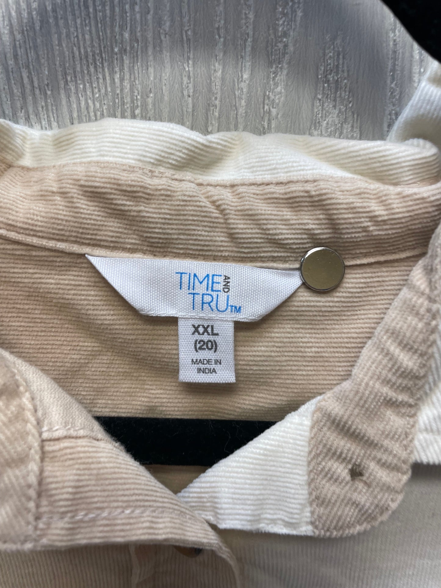 Jacket Shirt By Time And Tru In Cream & Tan, Size: Xl