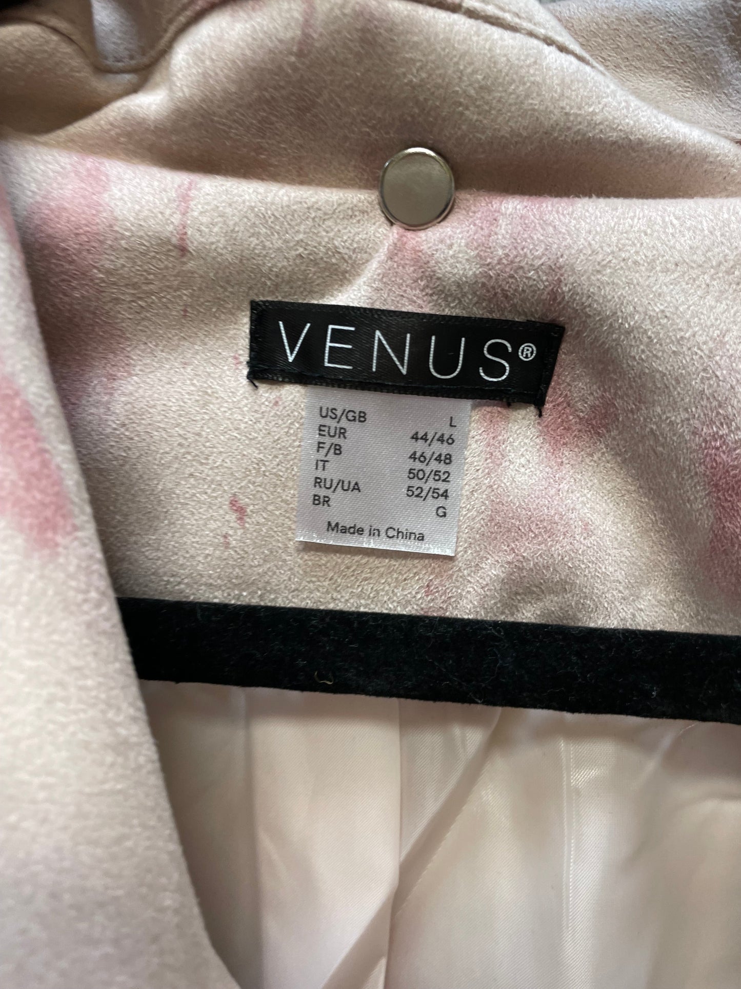 Jacket Moto By Venus In Cream & Pink, Size: L