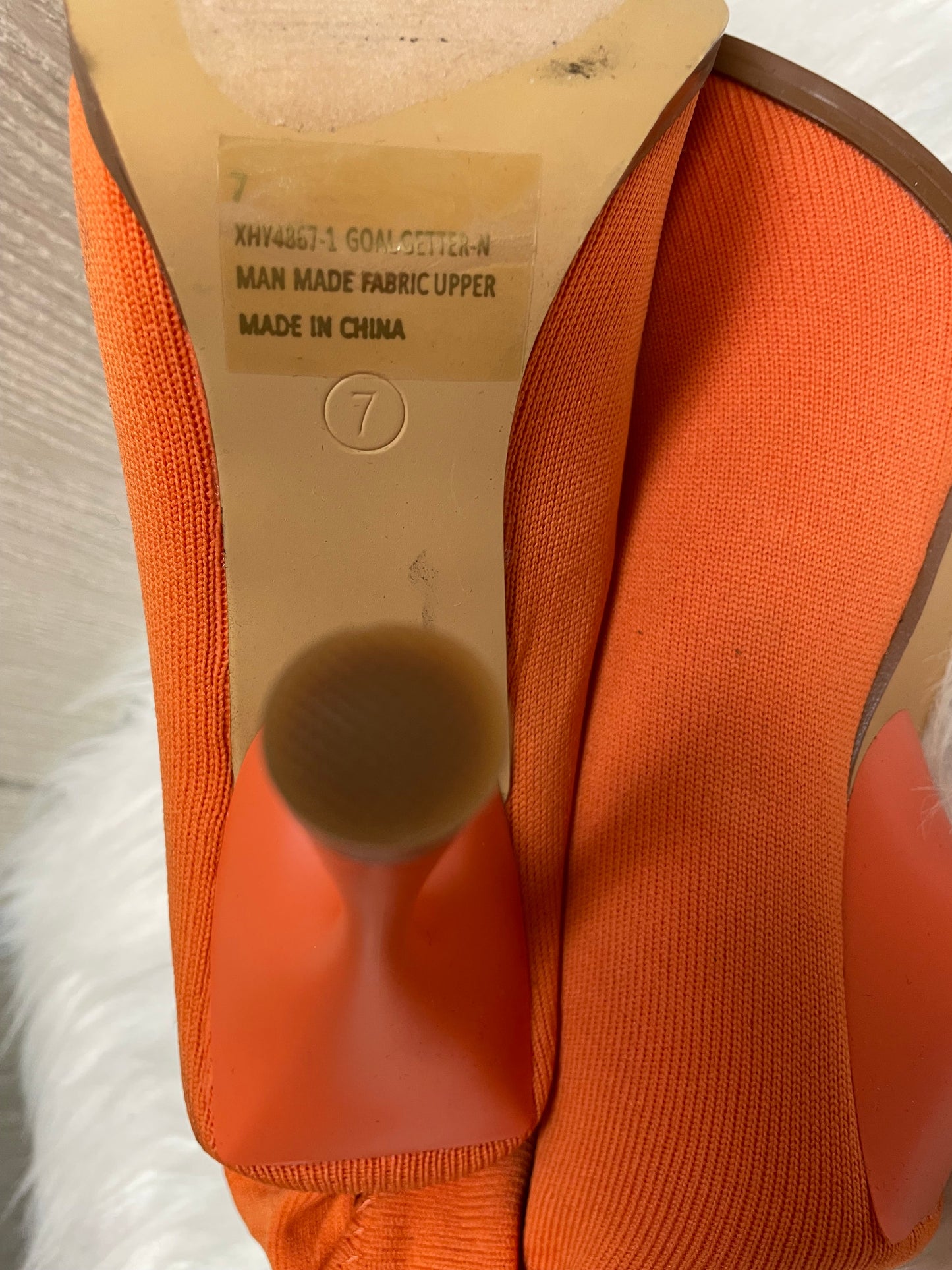 Orange Boots Ankle Heels Fashion Nova, Size 7