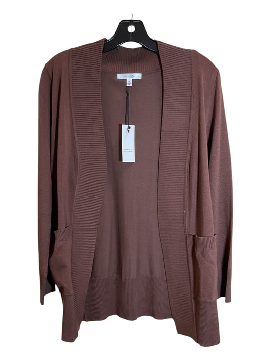 Sweater Cardigan By Active Usa In Brown, Size: 1x