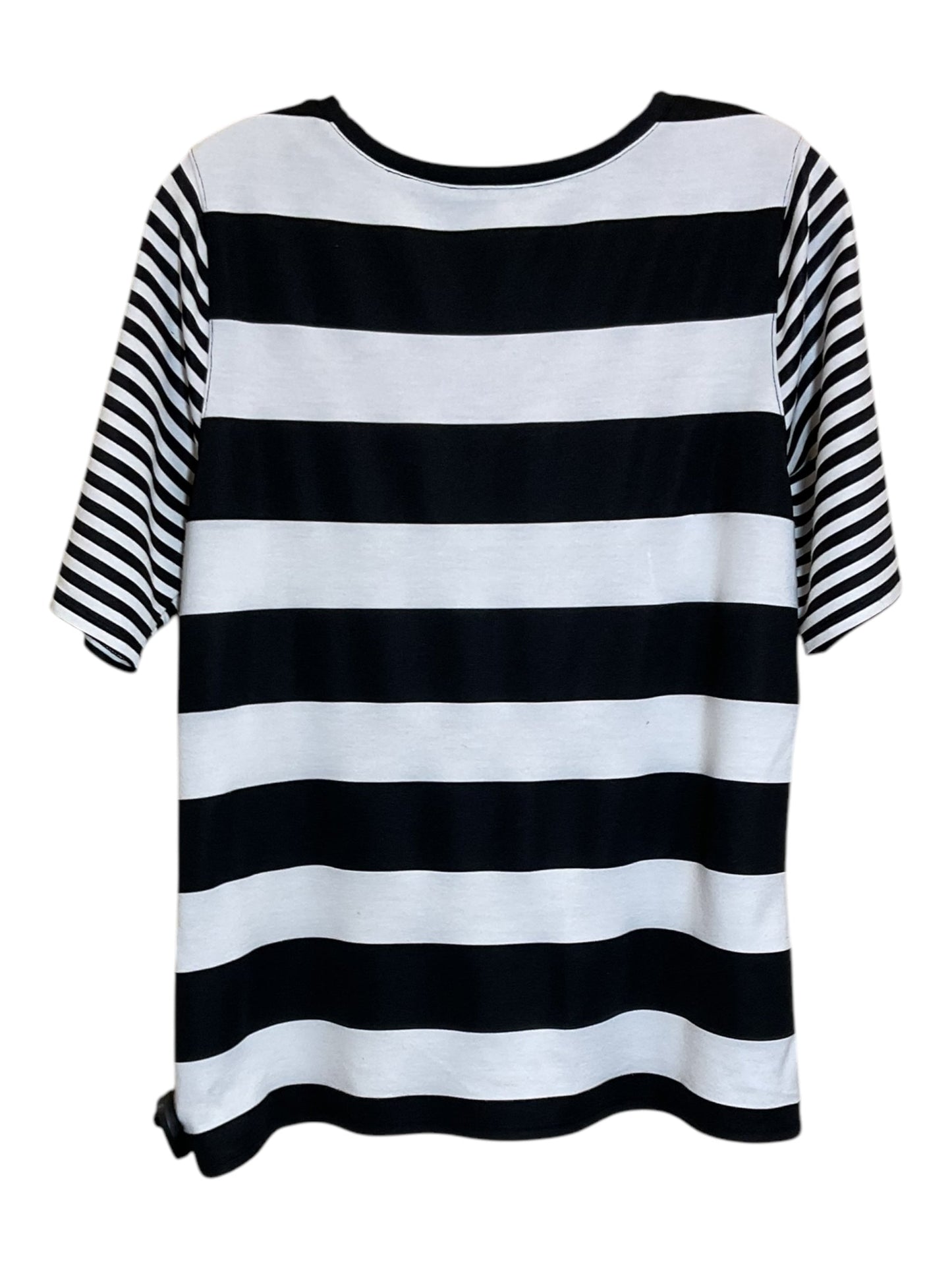 Top Short Sleeve By Coldwater Creek In Black & White, Size: L