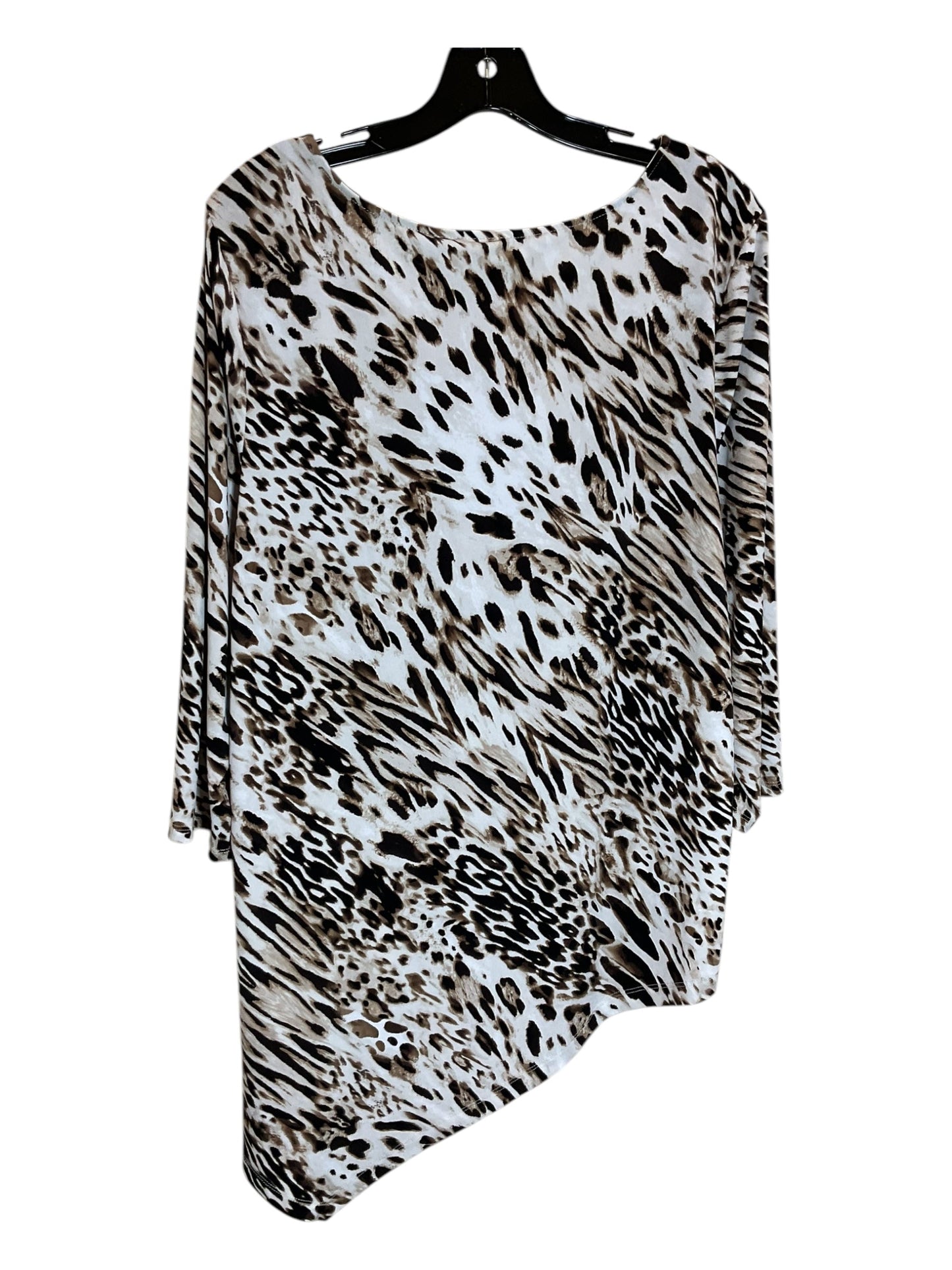 Top Long Sleeve By Chicos In Brown & White, Size: L