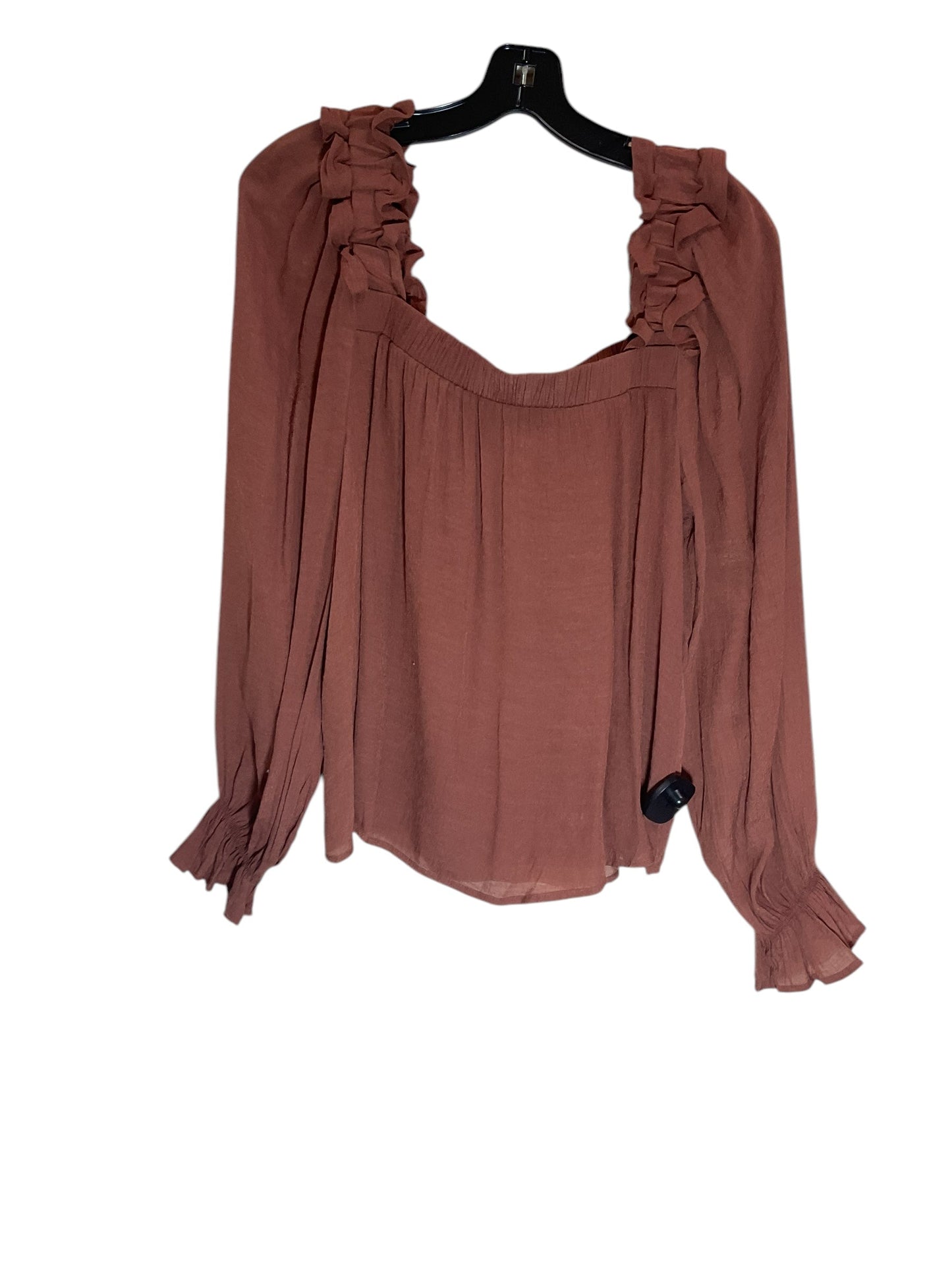 Top Long Sleeve By Blu Pepper In Brown, Size: L