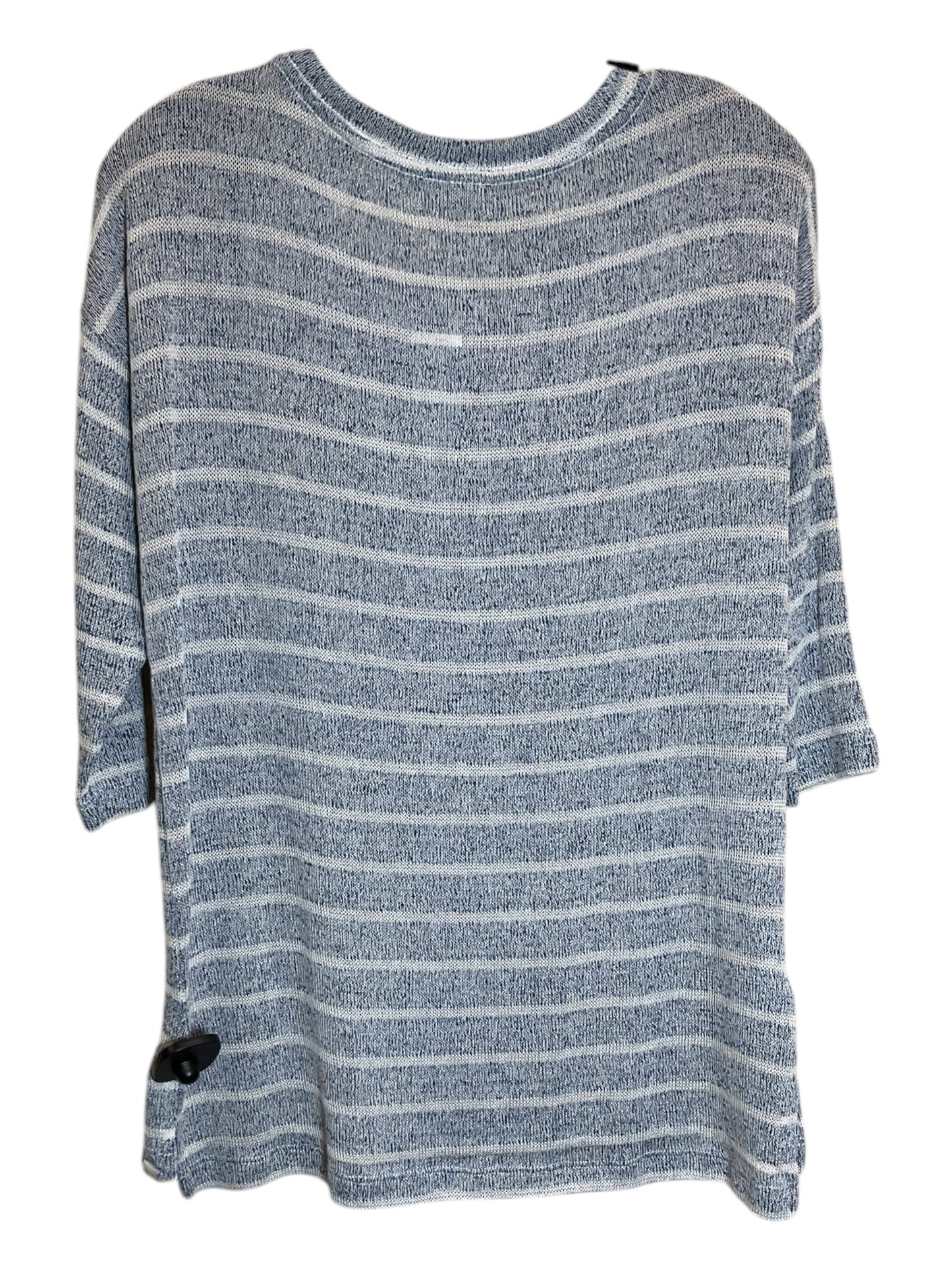 Top 3/4 Sleeve By Eddie Bauer In Blue & White, Size: S