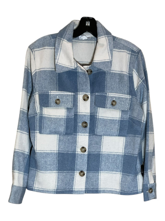 Jacket Shirt By Tribal In Blue & White, Size: S