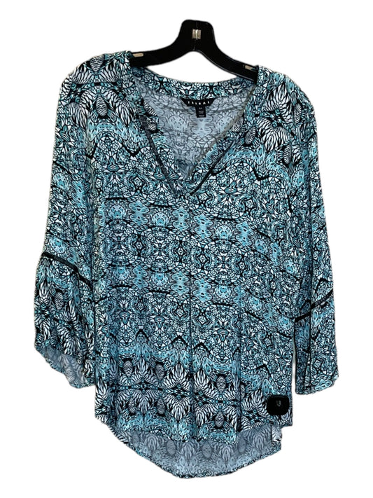 Black & Blue Tunic 3/4 Sleeve Tribal, Size L