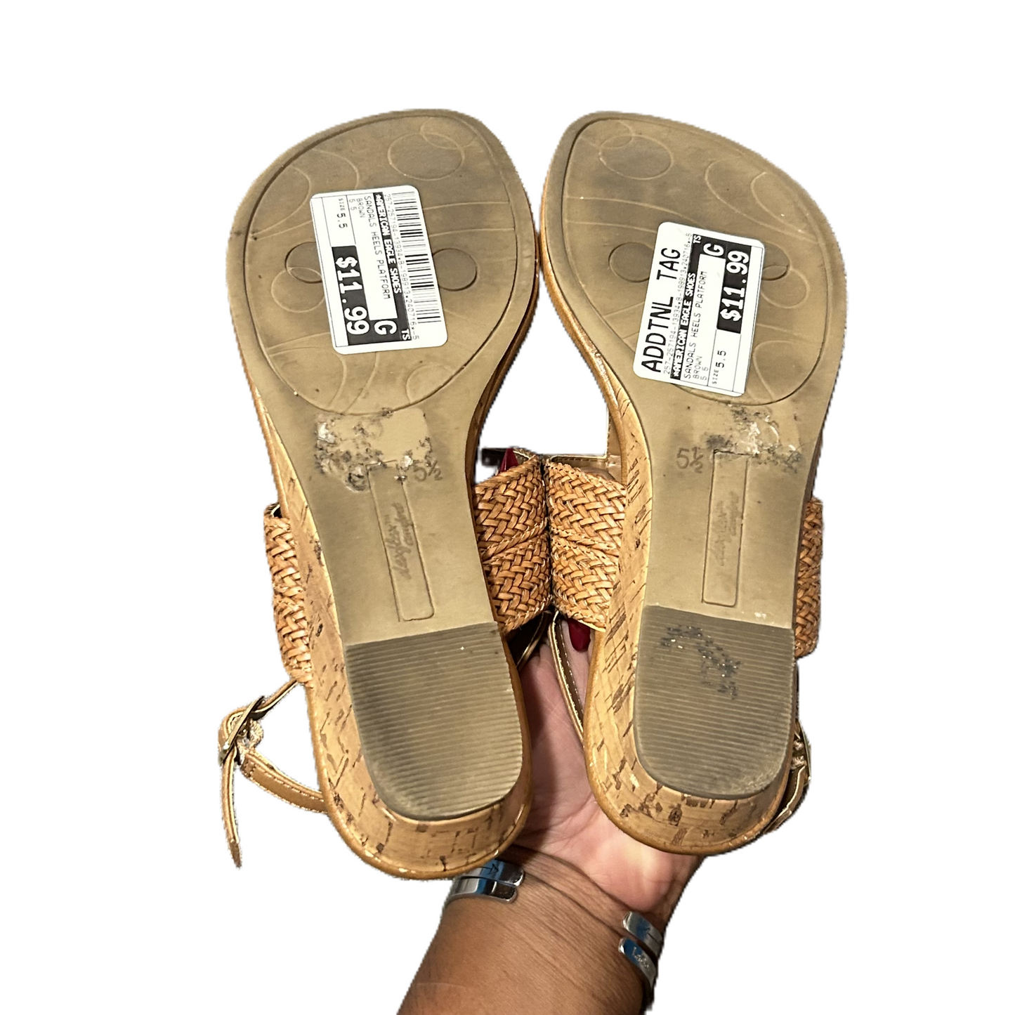 Brown Sandals Heels Platform By American Eagle Shoes, Size: 5.5