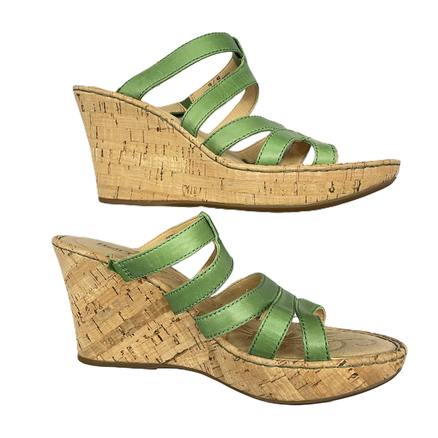 Green Sandals Heels Wedge By Born, Size: 10