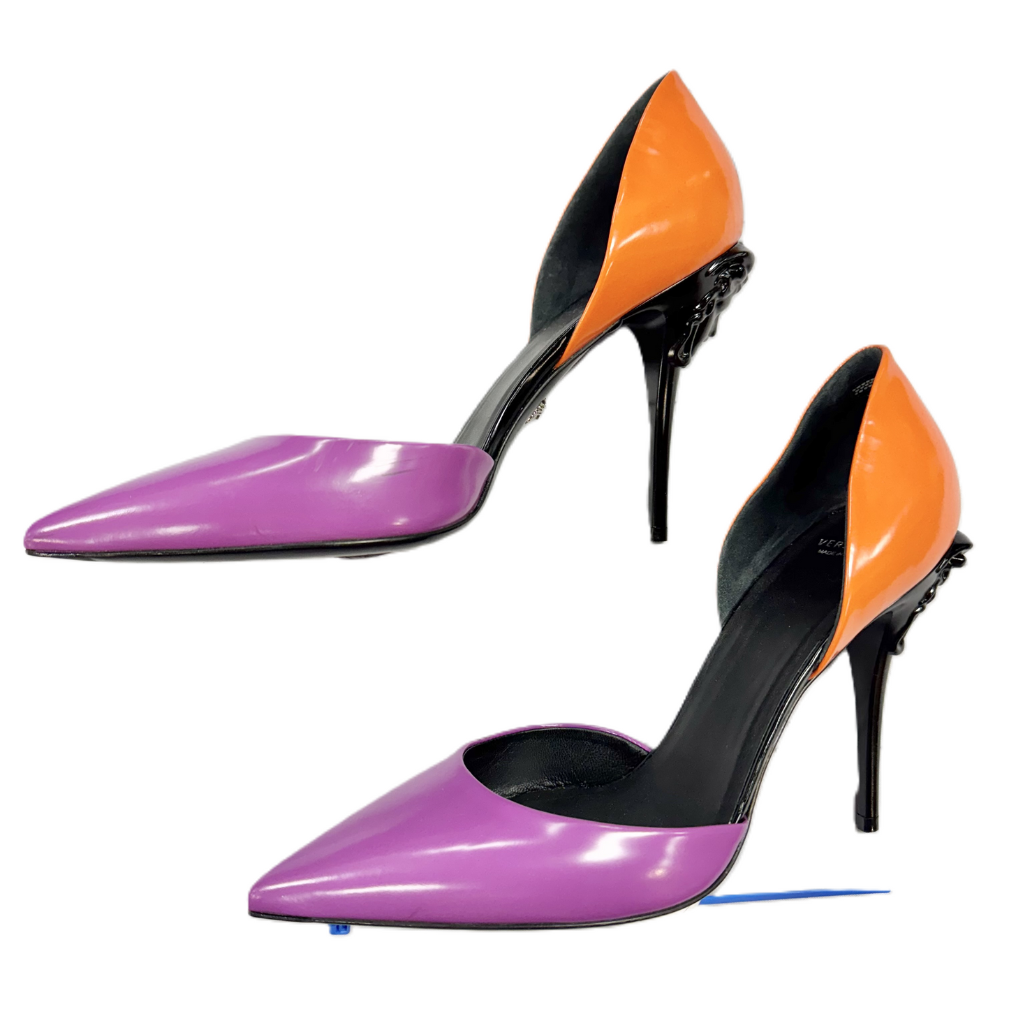 Shoes Luxury Designer By Versace In Orange & Purple, Size: 10.5